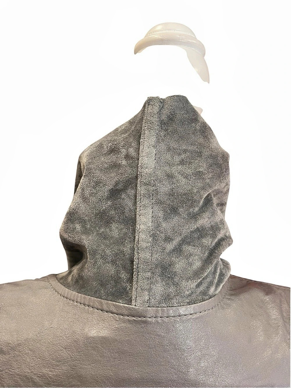 BLANKNYC Gray Faux Suede Leather Drape Front Moto Jacket Medium Asymmetrical - Picture 7 of 14
